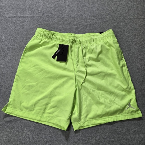 NIKE Air Jordan Poolside Shorts Mens NWT Large Swim Trunks Mesh-Lined Green - Picture 1 of 16